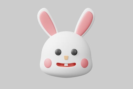 Preview: Cartoon-style rabbit head with pink ears and cheeks