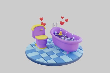 Preview: Cartoon bathroom set with bubbles