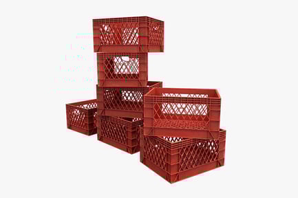 Preview: Red Interlocking Milk Crates