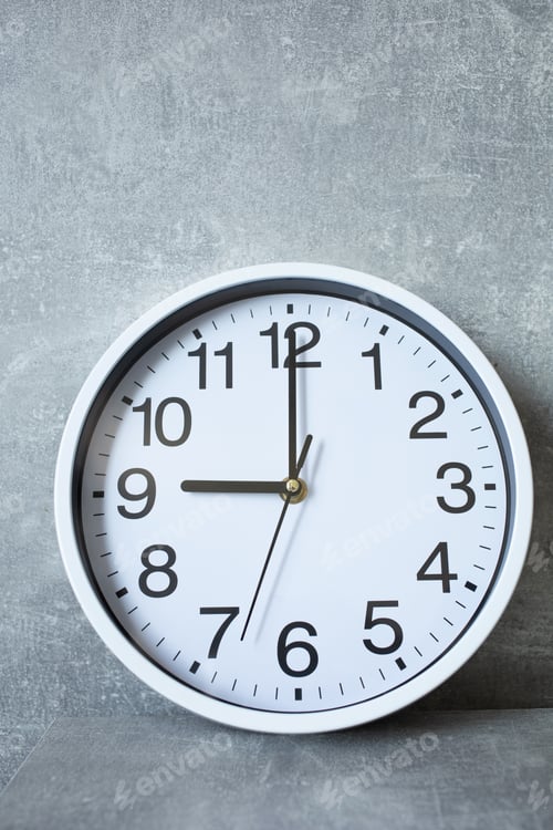 Preview: wall clock at grey shelf with abstract background