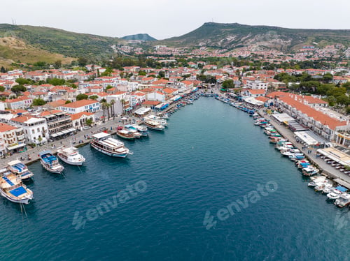 Preview: Aerial Photos of Foca village located in western Turkey, Izmir. Foca Castle