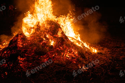 Preview: Big bonfire burning in the night
