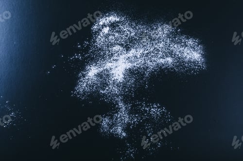 Preview: Dark wooden background with flour dust