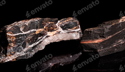 Preview: Macro Close up image of raw material Manganese Ore rock isolated