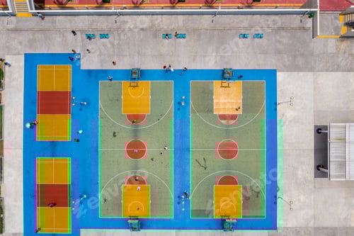 Preview: Choi Hung, Hong Kong 16 May 2019: Top view of Basketball court