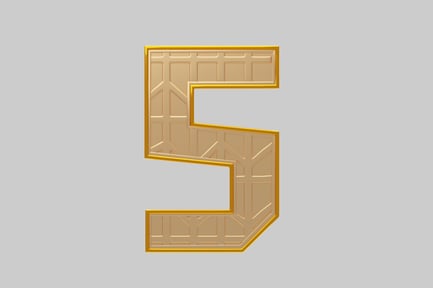 Gold number 5 with grid pattern