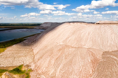 Preview: Mountains of products for the production of potash salt.Salt mountains near the city of Soligorsk