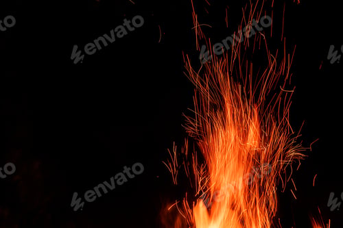 Preview: Campfire flame isolated on black background