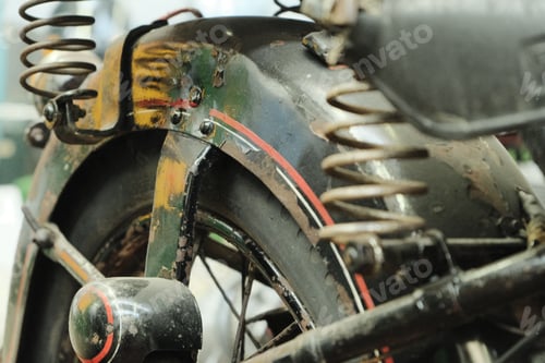 Preview: Old retro car automotive engine, close-up