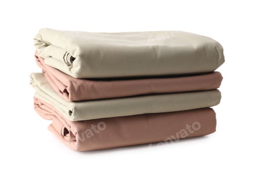 Preview: Stack of clean bed sheets isolated on white