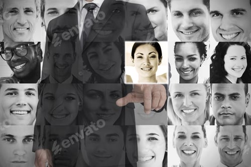 Aperçu: Stylish Businessman Choosing Profile Picture On Digital Screen