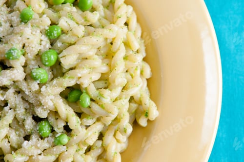 Preview: gemelli pasta with pea pesto