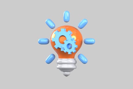 Preview: Idea lightbulb with blue gears