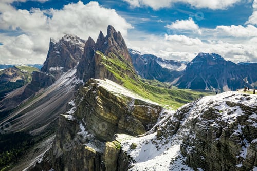 Preview: Aerial view of first snow in Seceda, Dolomites