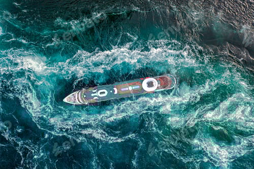 Preview: Storm waves of the sea around the ship.