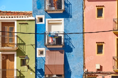 Preview: Traditional mediterranean village of Villajoyosa. Colorful facades. Alicante, Valencia