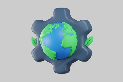 Preview: Stylized Earth in Gear-Like Structure with Leaves