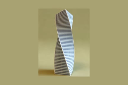 Visualização: Forma cilíndrica listrada com padrão em ziguezague