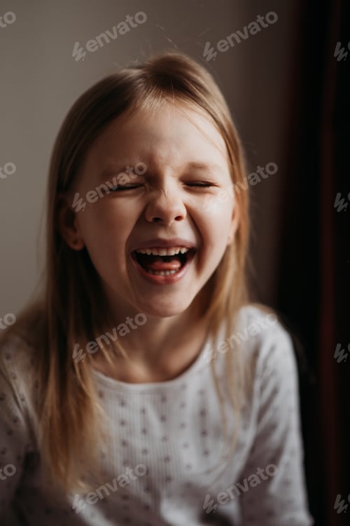 Preview: Little girl portrait smiling expression close up