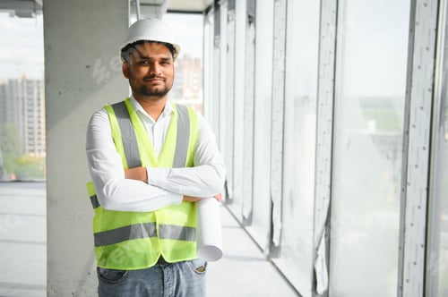Preview: Portrait of a Indian engineer posing at the camera