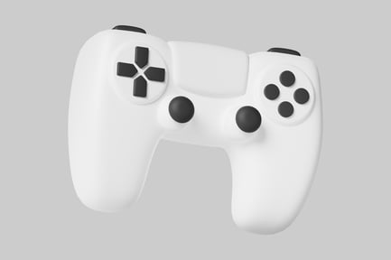 White video game controller with black accents