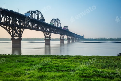 Preview: jiujiang yangtze river bridge in spring