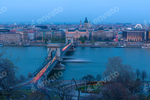 Preview: Budapest photographed from above at night, lean time exposure
