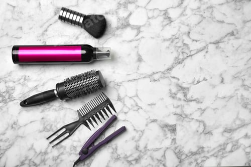 Preview: Professional hairdresser set on light background