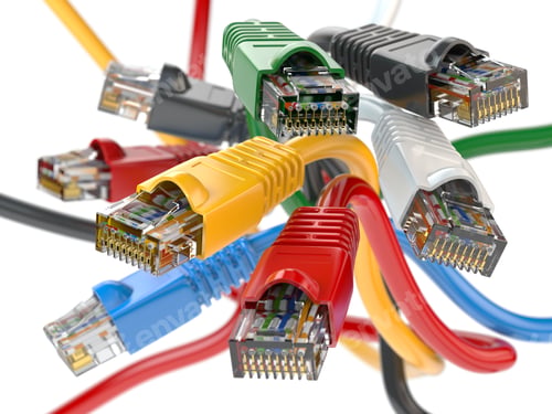 Preview: Computer network LAN cables rj45 of different colors. Imternet