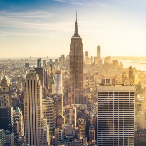Preview: Empire State Building rising above Manhattan skyline.