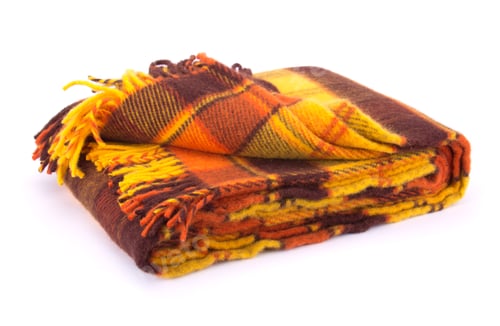 Preview: Soft and warm folded wool plaid with fringe