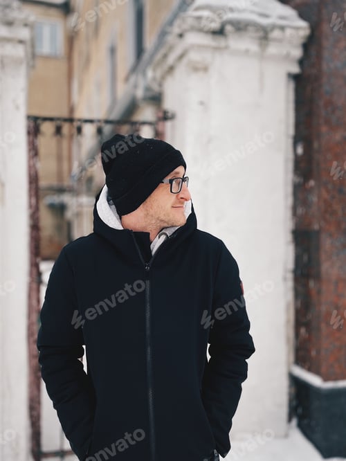 Preview: Winter outdoors man portrait
