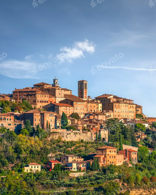 Preview: Medieval Hilltop Village of Montepulciano in Morning, Tuscany, Italy