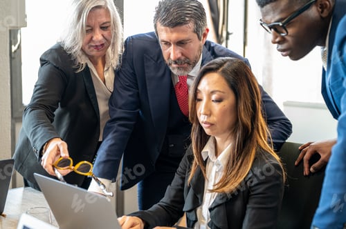 Preview: Group fo business people working together on financial trading and stock market