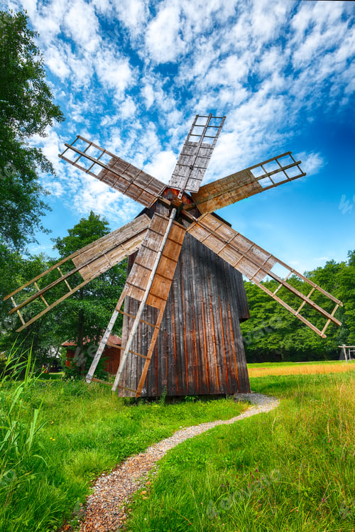 Preview: Amazing summer view of traditional romanian windmill