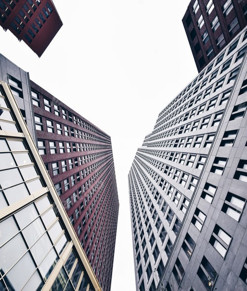 Preview: Skyscrapers Seen From Below Against White Sky