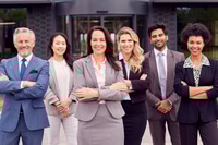 Preview: Portrait Of Multi-Cultural Business Team Outside Modern Office Building