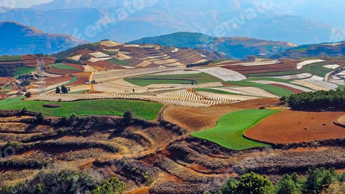 Preview: Scenic view of the colorful Qicai Slope in Yunnan, China