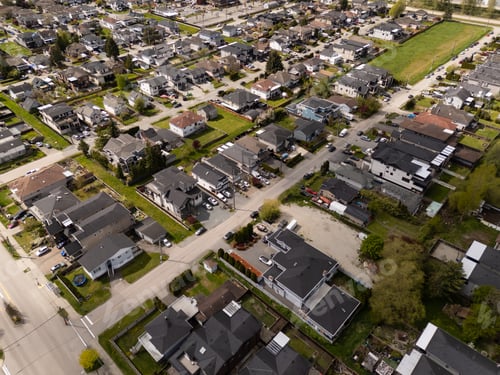 Preview: Aerial View of Residential Neighborhood Homes in BC, Canada on a Sunny Day