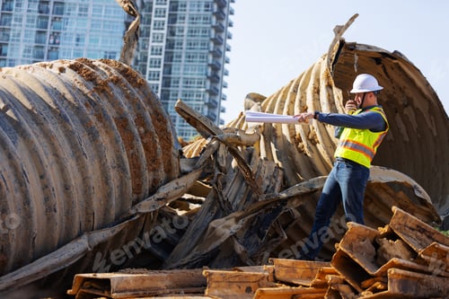 Preview: Engineers inspect the area where drainage pipes were removed