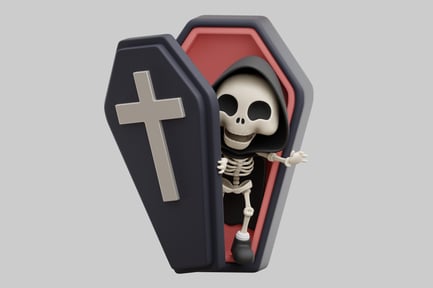 Preview: Cartoon grim reaper in coffin