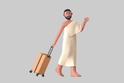 Preview: Pilgrim with suitcase cartoon figure