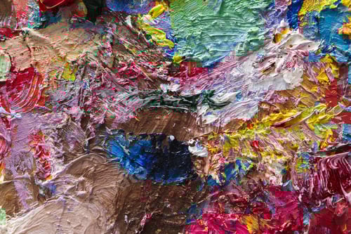 Preview: Palette with colorful mixed oil-paints texture