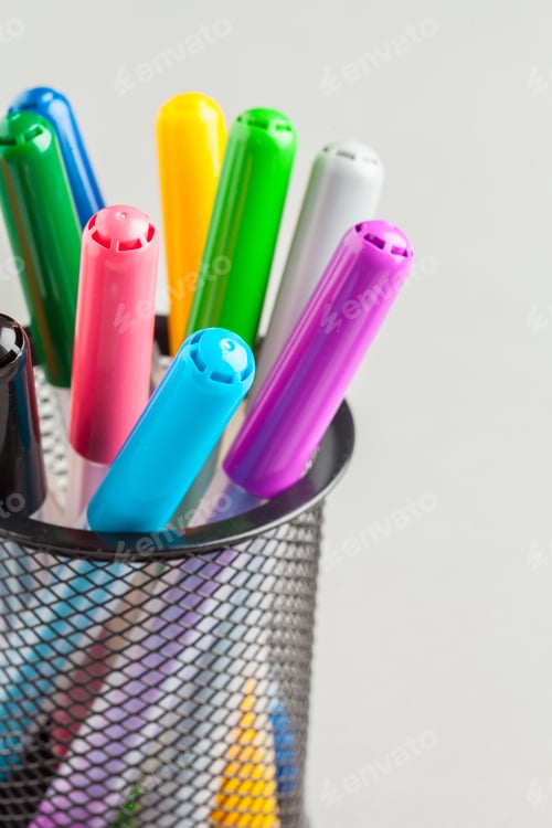 Preview: Colorful stationery on a white background
