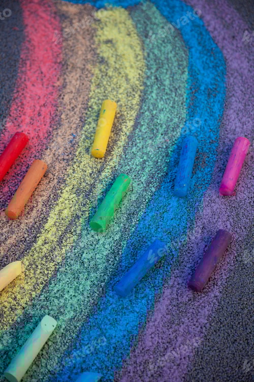 Preview: Set of colorful chalks for the board and the street. Drawing chalk stick, back to school.