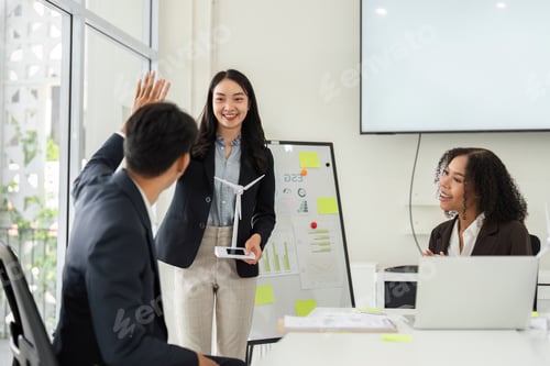 Preview: Presentation and Teamwork. Professional presenting ESG initiatives and engaging the audience.