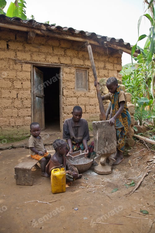 Preview: Family time outside a traditional mud house