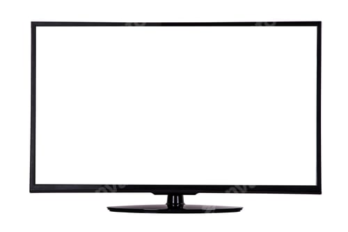 Preview: modern slim plasma TV on a black stand isolated on a white backg