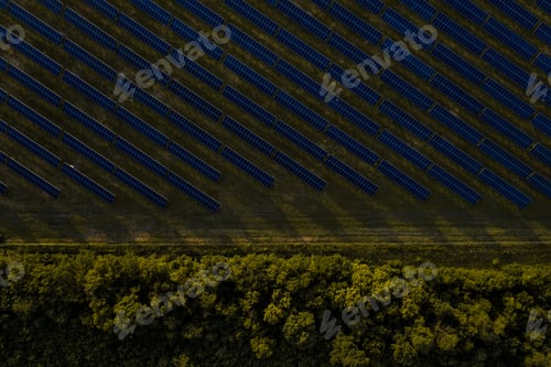 Preview: Aerial top view of a solar panels power plant