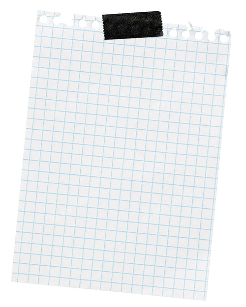 Preview: Piece of blank Distressed Grid Paper note with black Tape